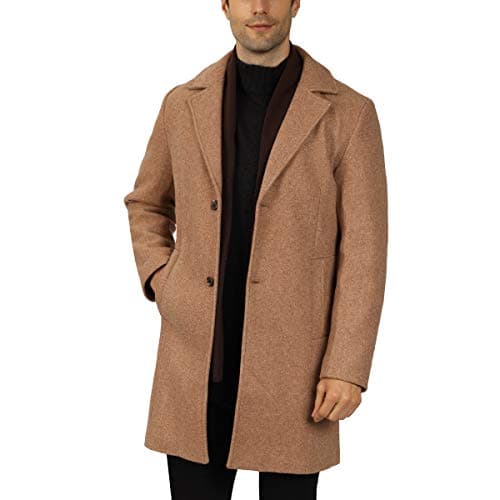 WULFUL Men's Slim Fit Wool Trench Coat Winter Coat