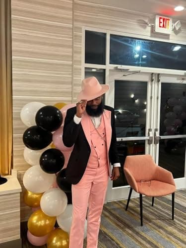 Wangyue Men's Double Breasted Tuxedo Suit 3-Piece Slim Fit Sets for Wedding Prom