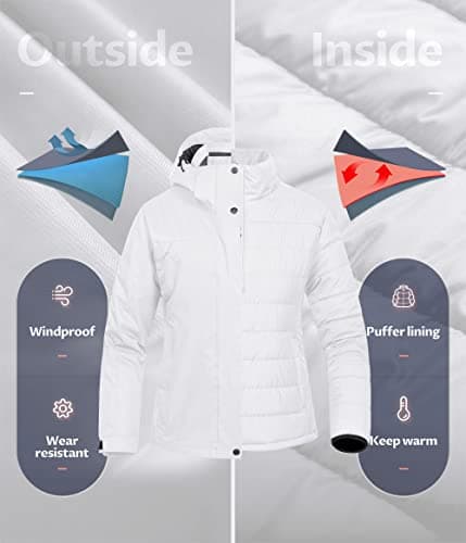 CREATMO Women's 3-in-1 Waterproof Snowboarding Jacket Winter Snow Coat