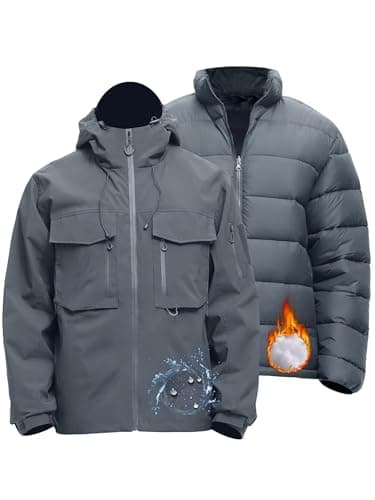 Rejork Men's 3-in-1 Waterproof Ski Warm Snow Rain Coat