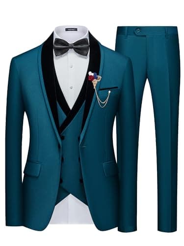 MAGE MALE Men's Slim Fit 3 Piece Formal Tuxedo Set for Weddings and Events