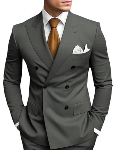 Double Breasted Suit Men Slim Fit 2 Piece Wedding Prom Set