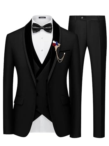 MAGE MALE Men's Slim Fit 3 Piece Formal Tuxedo Set for Weddings and Events