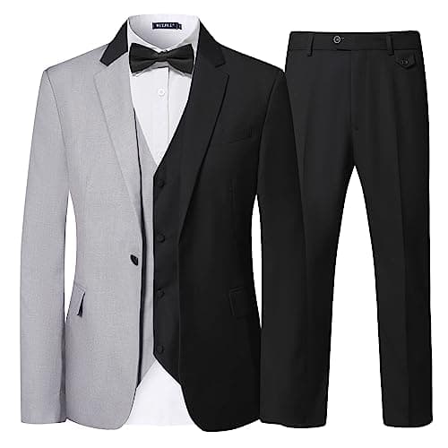 WULFUL Men’s Slim Fit 3-Piece Suit: Blazer, Vest & Pants for Business and Weddings