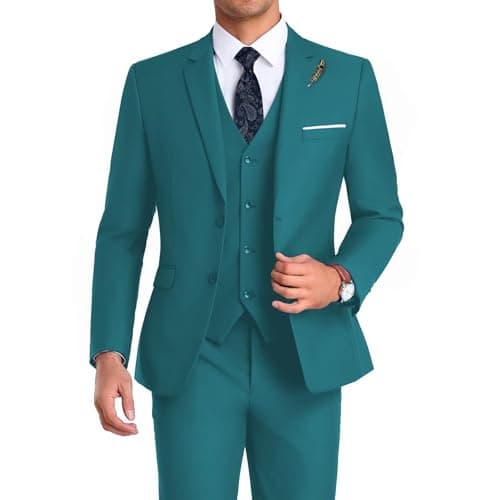 Mrbuerly Men's Slim Fit 3-Piece Suit for Groomsmen with Tie and Pants XS/36-30