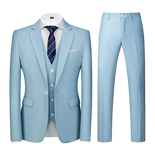KUDORO Mens 3 Piece Tuxedo Suit Blazer Vest Pants Formal Set
