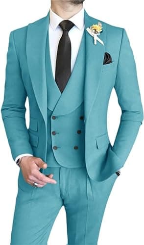 AufewB Men's Elegant Solid One-Button Slim Fit Party Suit Set