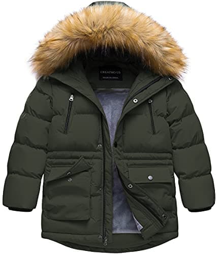 Creatmo US Boy's Winter Water Resistant Hooded Puffer Jacket