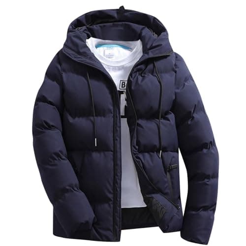 Men's Big and Tall Cotton Hooded Puffer JacketOutdoor Winter Warm Casual
