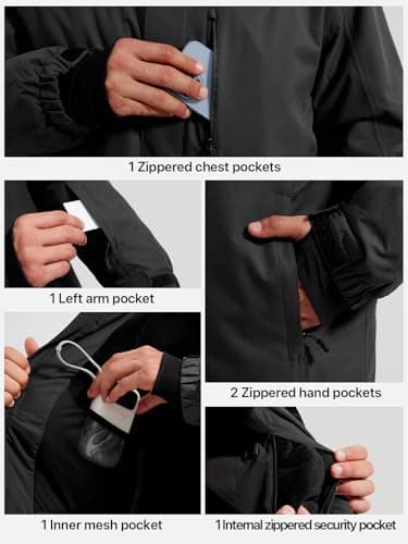 Men's Waterproof Ski Snow Jacket with Hood