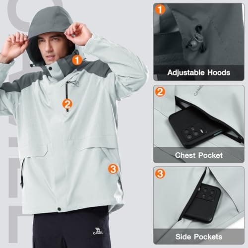 Men's 3-in-1 Waterproof Ski Jackets with Inner Fleece Coat
