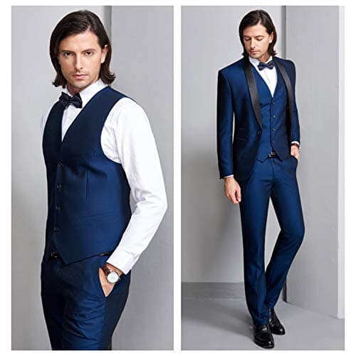 MY'S Mens Winter Slim Fit Tuxedo Suit Shawl Lapel 3-Piece Set