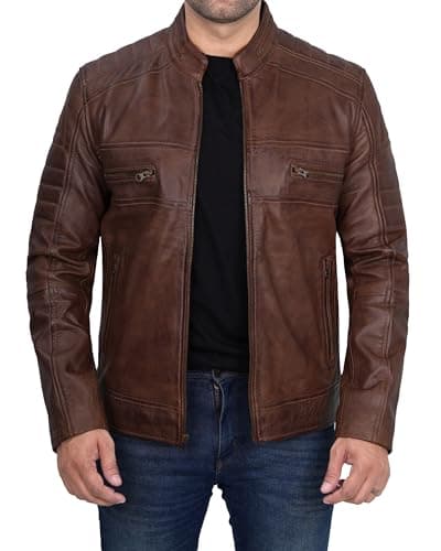 Blingsoul Cafe Racer Style Premium Men's Leather Jacket - Real Lambskin