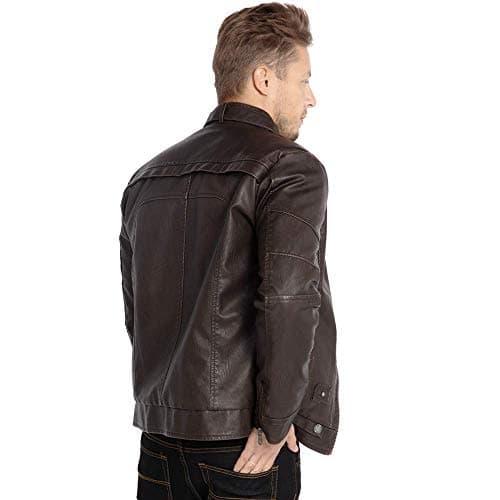 WULFUL Men's Vintage Leather Motorcycle Jacket