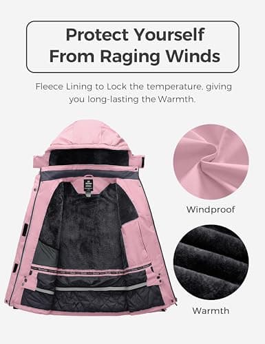wantdo Women's Plus Size Waterproof Ski Jacket Winter Warm Hooded Coat