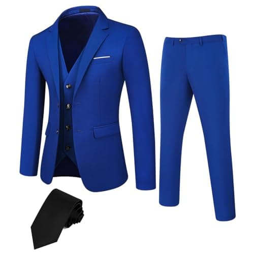 TweedLad Men's Slim Fit 3-Piece Business Casual Suit Set with Tie