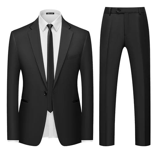 WEEN CHARM Men's Slim Fit 2-Piece One-Button Blazer & Tuxedo Pants Wedding Prom Suit Set