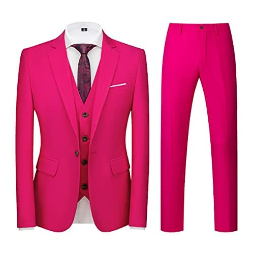 KUDORO Mens 3 Piece Tuxedo Suit Blazer Vest Pants Formal Set
