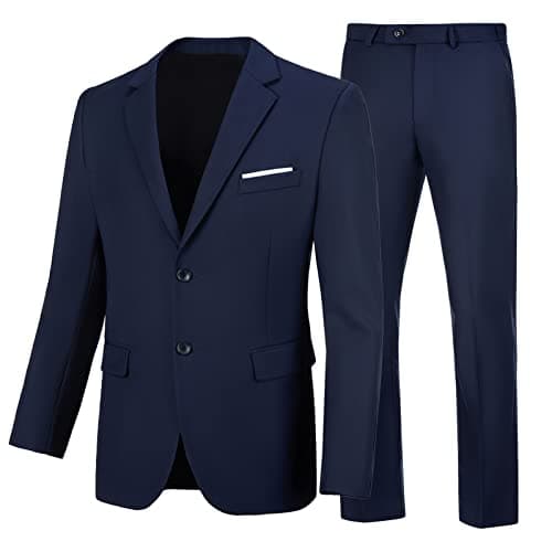 Elionm Men's Slim Fit 2-Piece Business Wedding Tuxedo Suit Jacket and Pants
