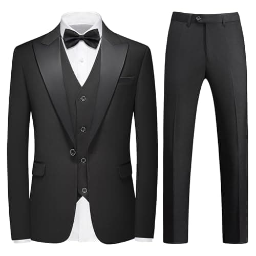 KUDMOL Men's Slim Fit One-Button Tuxedo Suit for Weddings and Proms