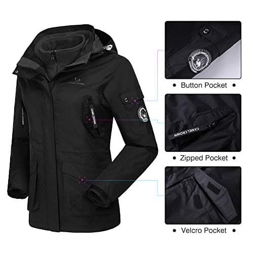 CAMEL CROWN Women's Waterproof 3-in-1 Ski Jacket Fleece Inner Winter Coat