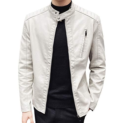 Men's Slim Fit Faux Leather Motorcycle Jacket