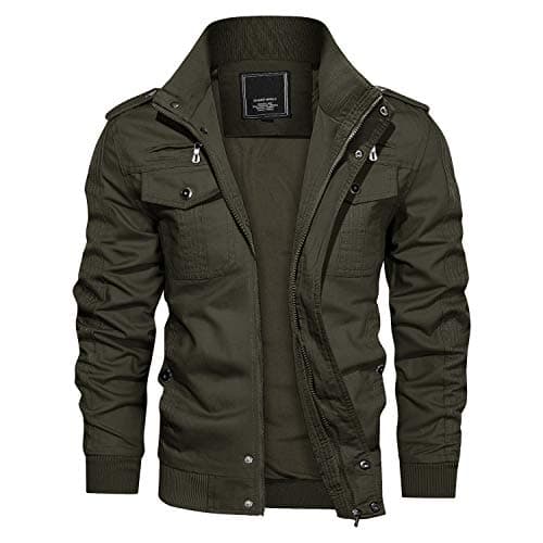 CRYSULLY Men's Casual Windbreaker Jacket with Cargo Pockets
