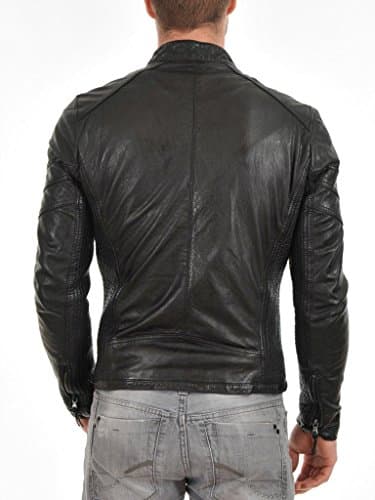 WONDERPIEL Black Leather Jacket for Men – Real Lambskin Biker Jacket