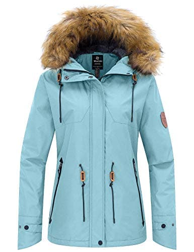 Wantdo Women's Waterproof Insulated Fleece Hooded Ski Jacket