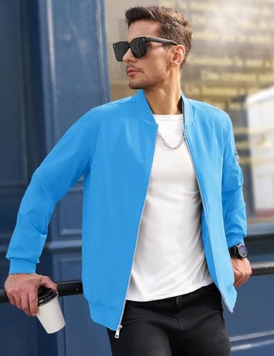 MAGCOMSEN Men's Lightweight Casual Windbreaker Jacket with 5 Pockets