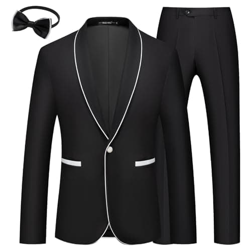 MAGE Mens Clashing Color Tuxedo Suit with Shawl Lapel Jacket and Pants