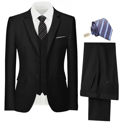 Pyiuhs Slim Fit 3 Piece Wedding Groomsmen Suit Set
