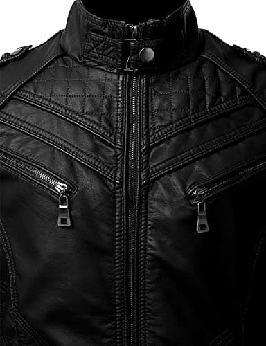 DECIMAL Men's Black Genuine Lambskin Leather Biker Jacket VINTAGE MOTORCYCLE JACKETS