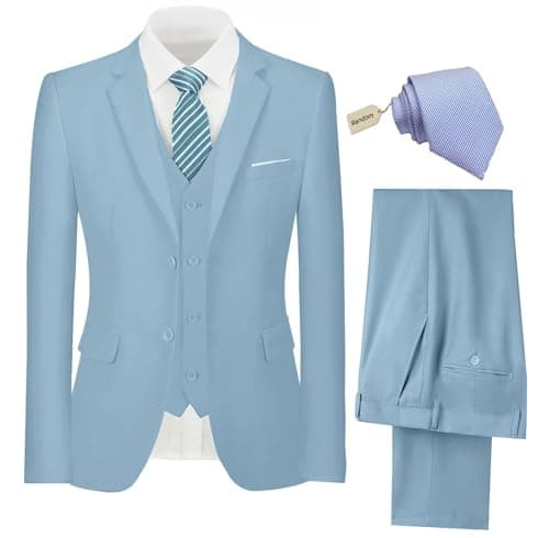 Pyiuhs Slim Fit 3 Piece Wedding Groomsmen Suit Set