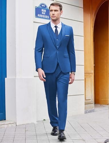 COOFANDY Men's 3 Piece Slim Fit Wedding Suit Set Groom Tuxedo