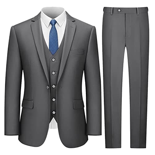 Slim Fit 3 Piece Men's Suit - LUPURTY Tuxedo Set with Jacket, Vest, Pants and Tie