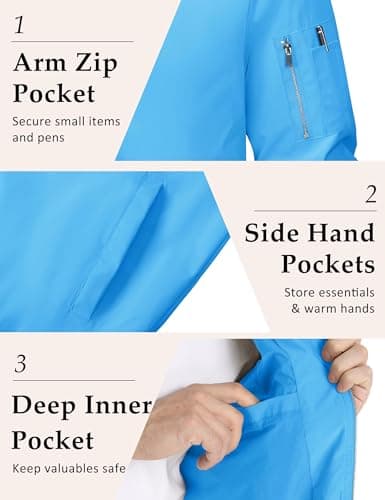MAGCOMSEN Men's Lightweight Casual Windbreaker Jacket with 5 Pockets