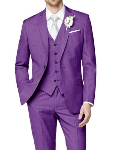 HUUTOE Men's Slim Fit Wedding Groomsmen Tuxedo Set Blazer Jacket Pants