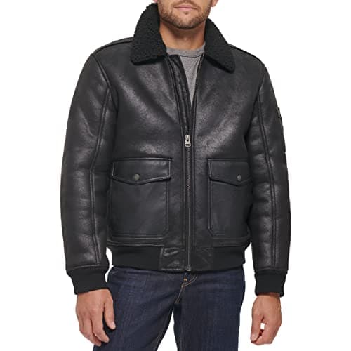 Levi's Men Faux Leather Aviator Bomber Jacket