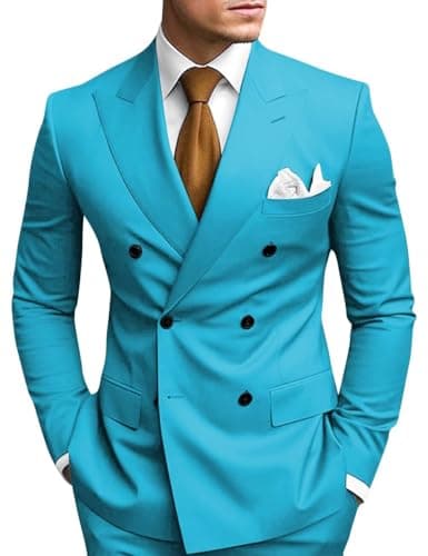 Double Breasted Suit Men Slim Fit 2 Piece Wedding Prom Set