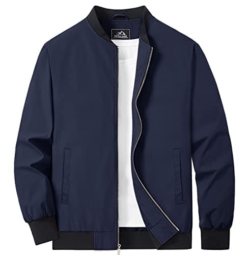 MAGCOMSEN Men's Lightweight Zip Up Windbreaker Coat with Pockets Spring Fall
