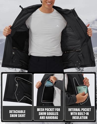 Pioneer Men's Waterproof Insulated Ski Jacket for Winter Snowboarding