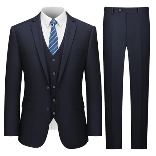 LUPURTY Men's Slim Fit 3 Piece Tuxedo Set for Business & Wedding