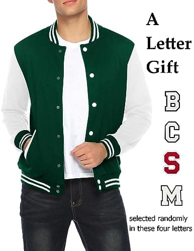 COOFANDY Men's Slim Fit Cotton Varsity Baseball Bomber Jacket