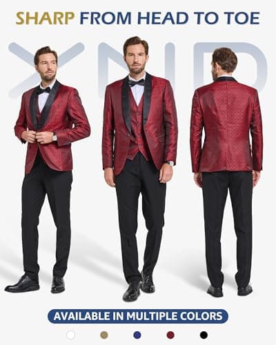 YND Men's Slim Fit Tuxedo Set with Shawl Collar Jacket & Pants