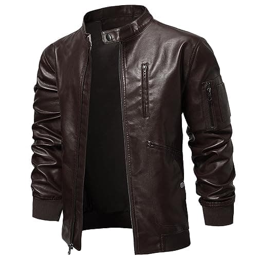 Men's Faux Leather Bomber Jacket