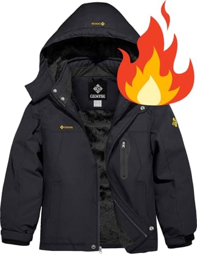 GEMYSE Boy's Waterproof Winter Snow Jacket with Hood and Fleece Liner