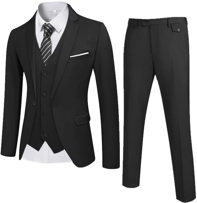 COOFANDY Men's 3 Piece Slim Fit Wedding Suit Set Groom Tuxedo