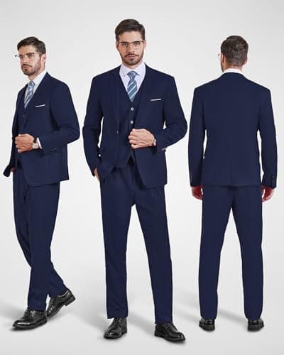 YND Men's Slim Fit 3 Piece Suit with Tie