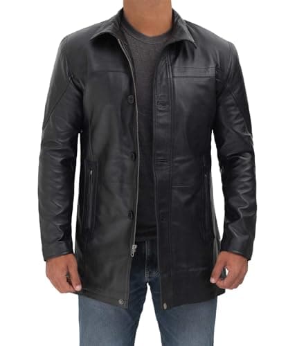 Blingsoul Black/Brown Leather Jacket for Men